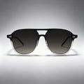 Black Gradient Aviator Style Sunglasses with Dark Lenses