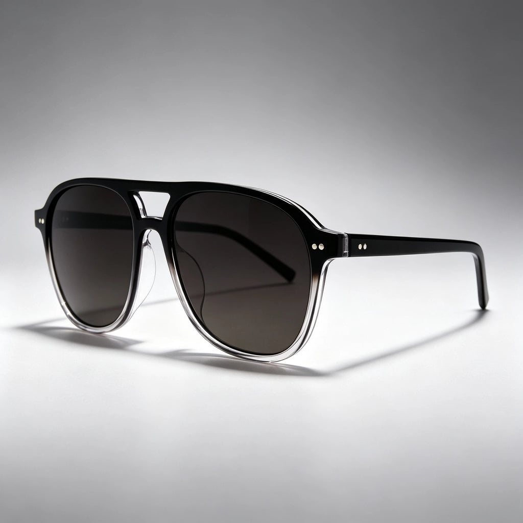 Black Gradient Aviator Style Sunglasses with Dark Lenses