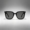 Black Square Acetate Sunglasses with Grey Lenses