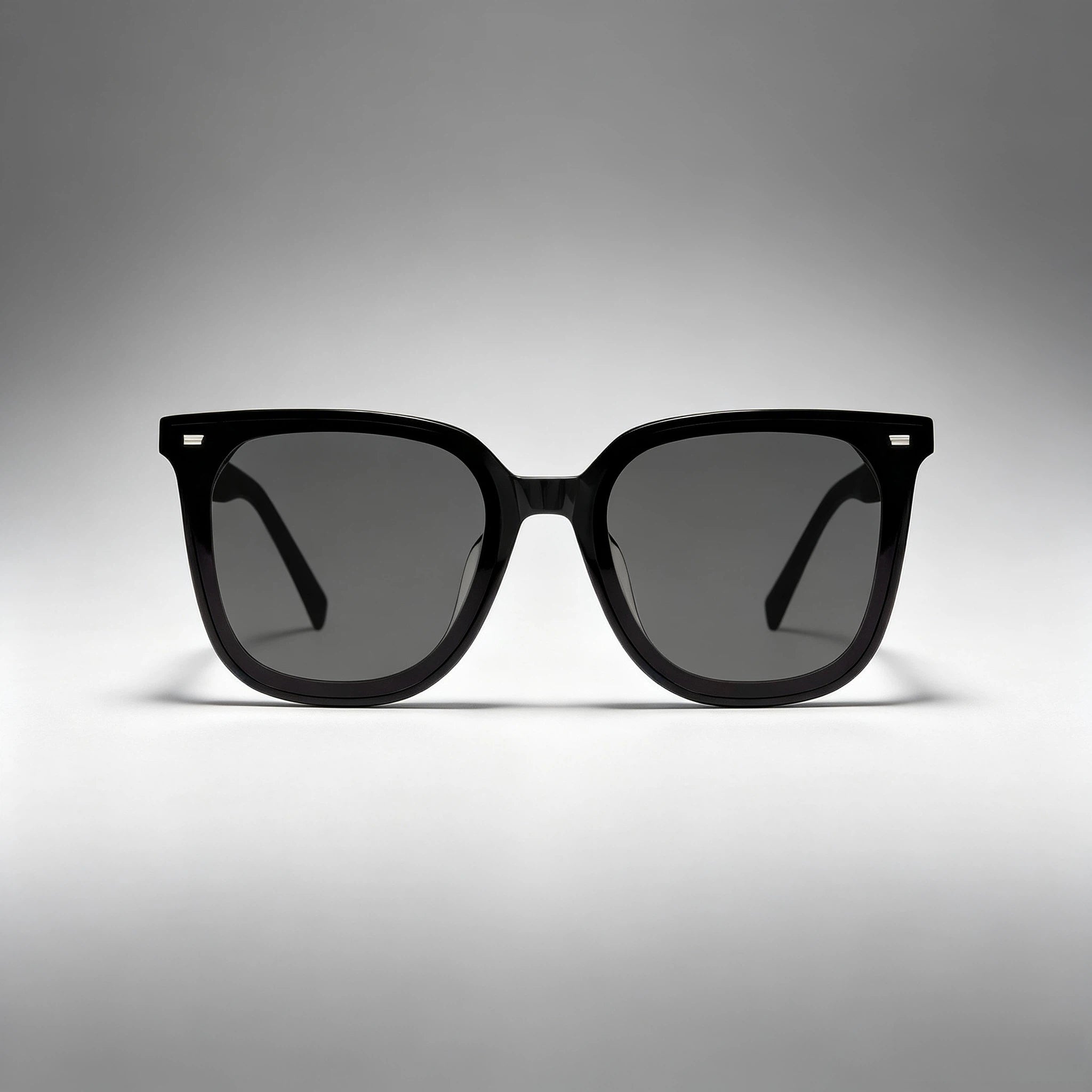 Black Square Acetate Sunglasses with Grey Lenses