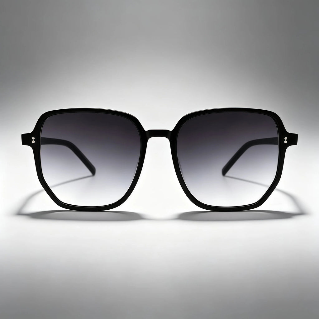 Black Square Gradient Lens Acetate Sunglasses