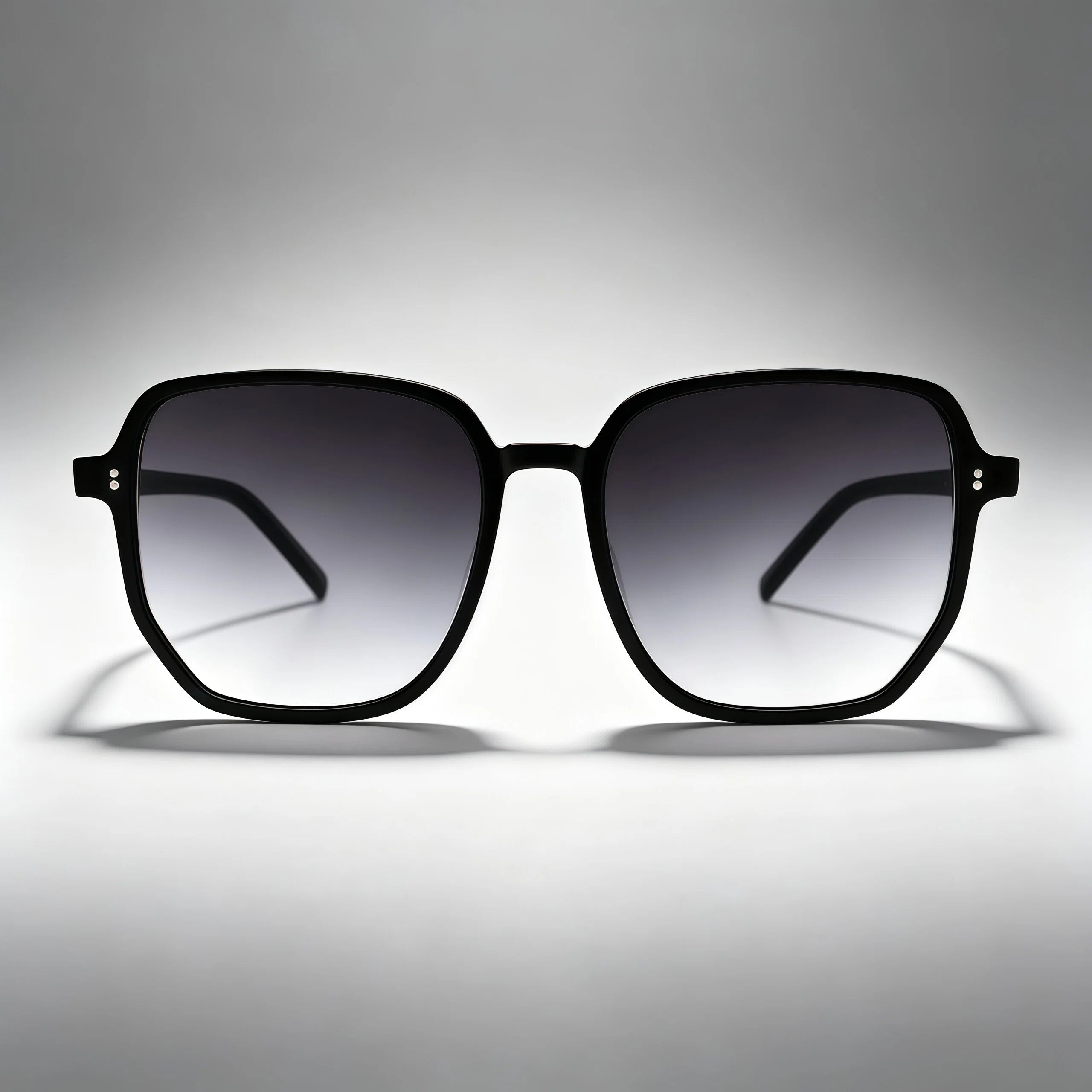 Black Square Gradient Lens Acetate Sunglasses