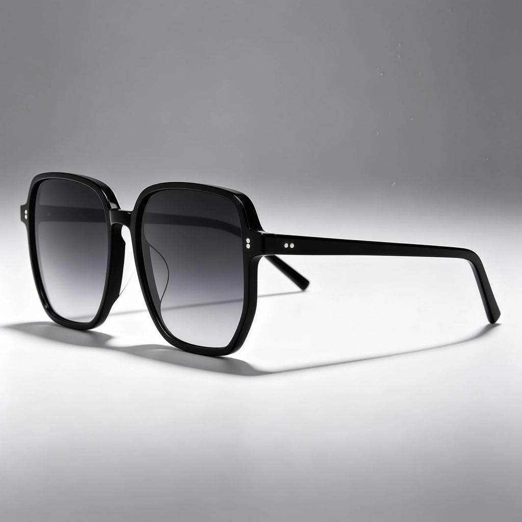 Black Square Gradient Lens Acetate Sunglasses