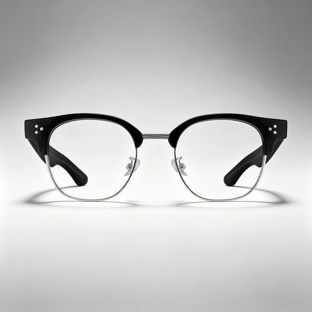 Black and Gray Browline Semi-Rimless Eyeglass