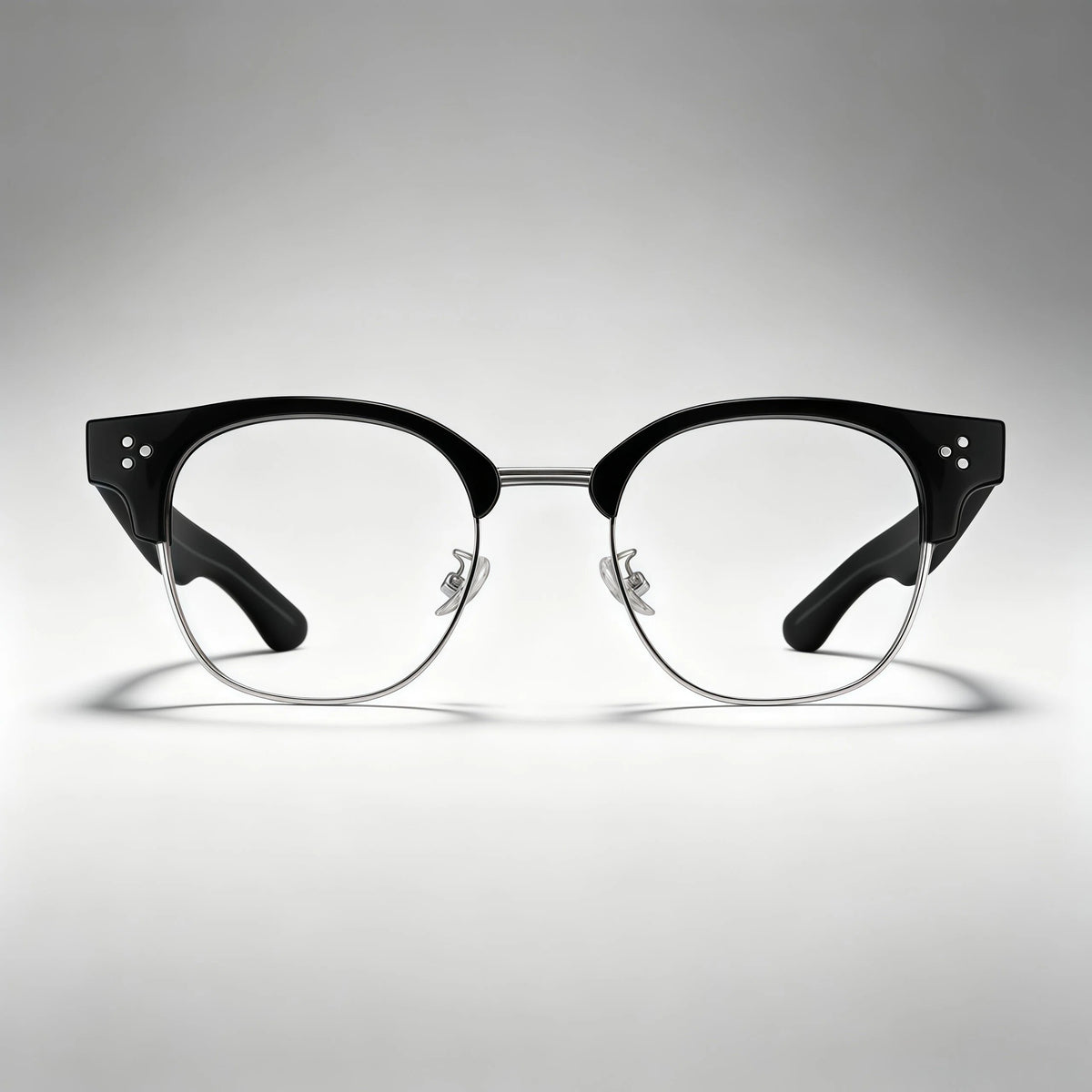 Black and Gray Browline Semi-Rimless Eyeglass