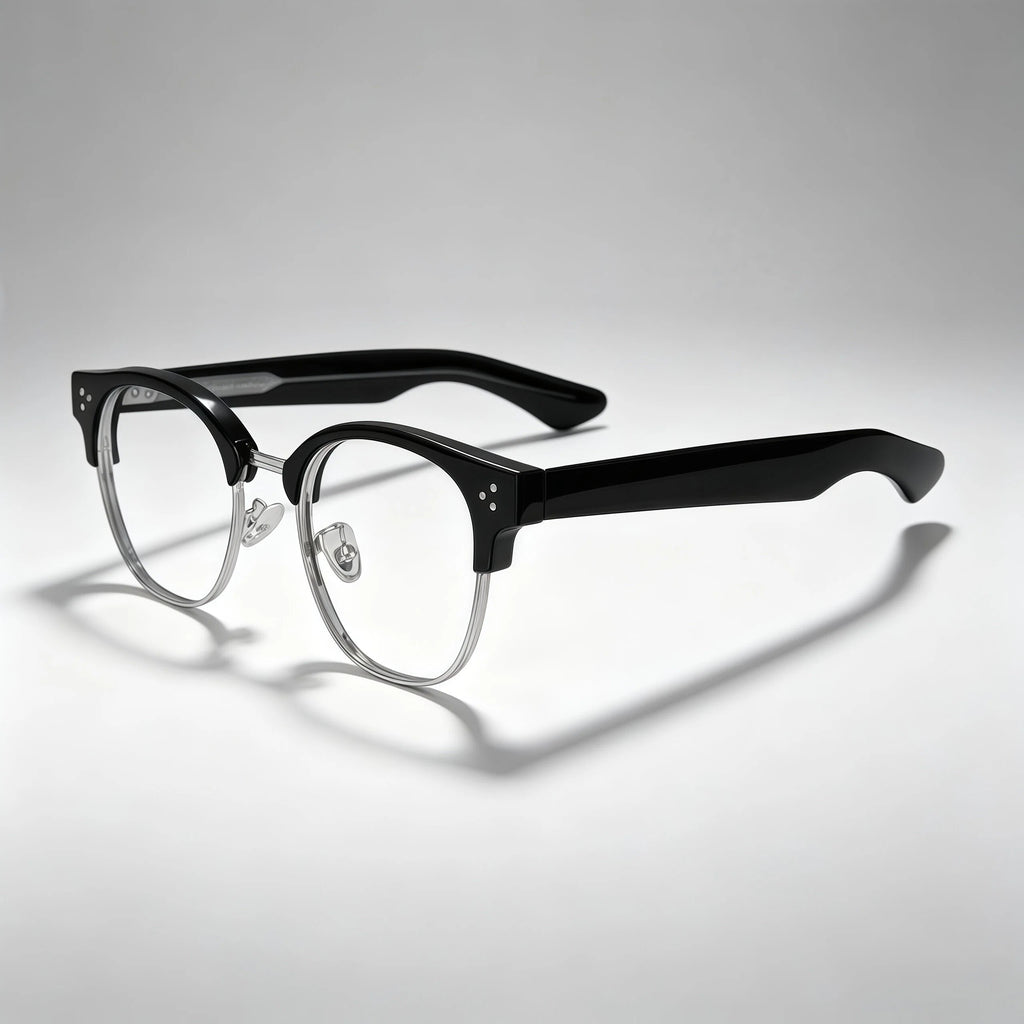 Black and Gray Browline Semi-Rimless Eyeglass