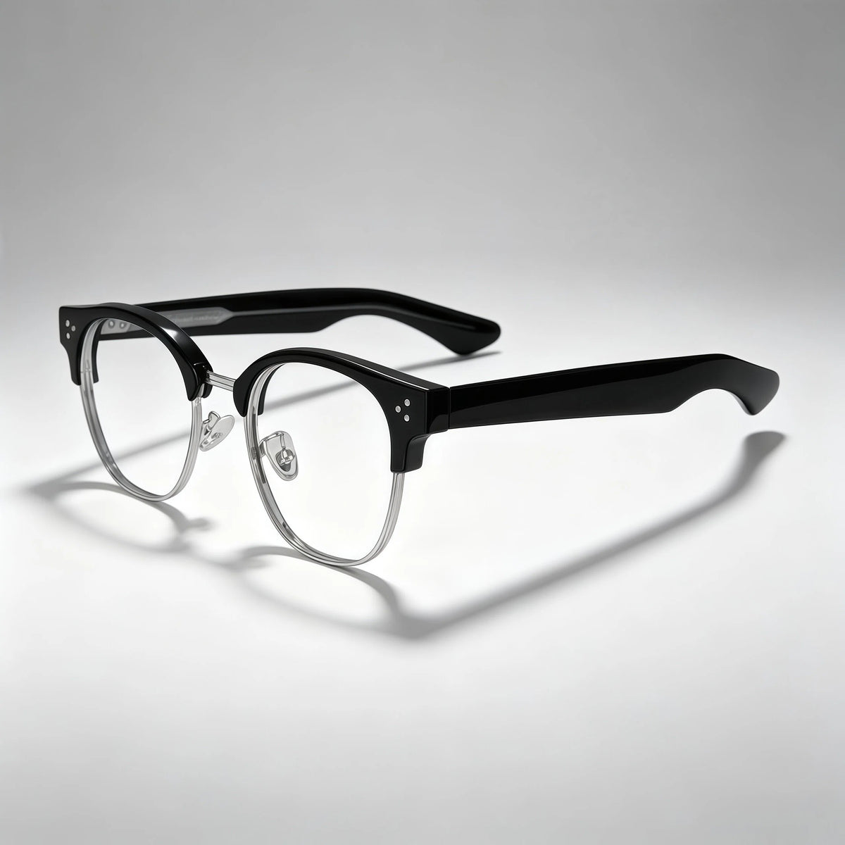 Black and Gray Browline Semi-Rimless Eyeglass
