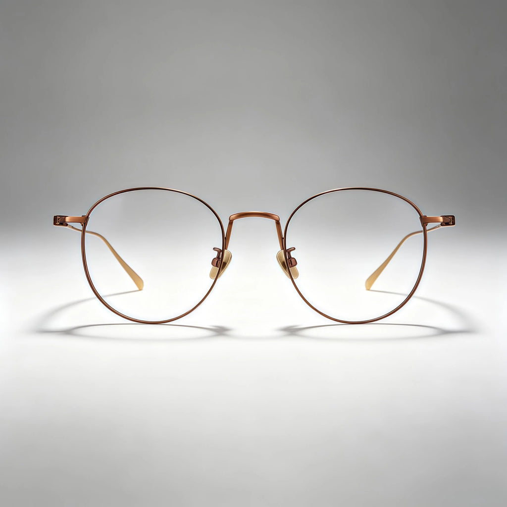 Brown Round Metal Optical Eyeglasses