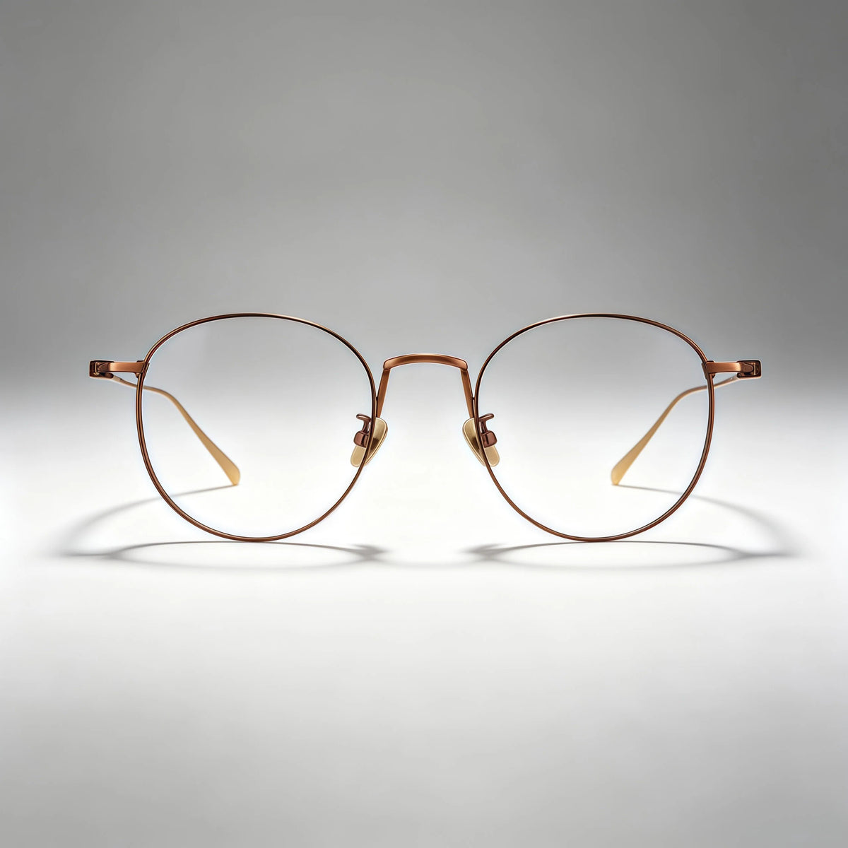 Brown Round Metal Optical Eyeglasses