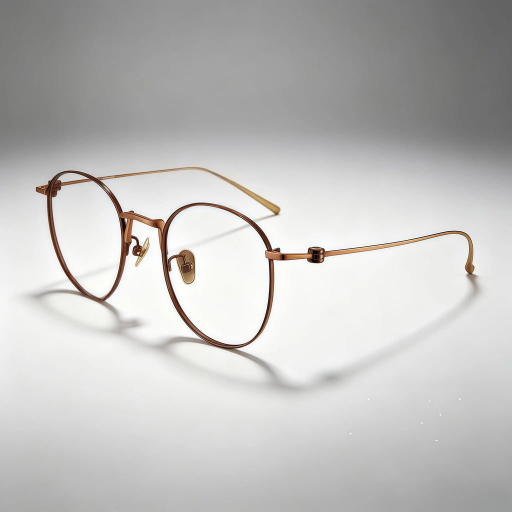 Brown Round Metal Optical Eyeglasses
