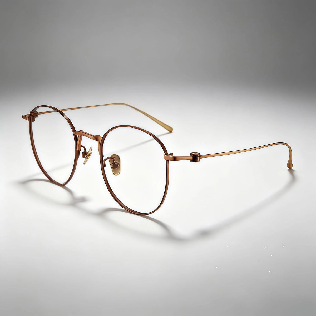 Brown Round Metal Optical Eyeglasses