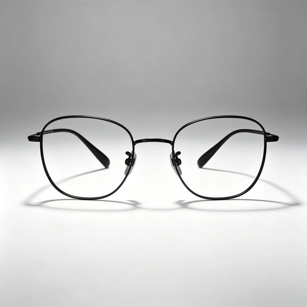 Matte Black Pure Titanium Geometric Eyeglass