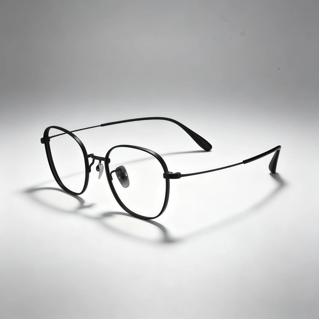 Matte Black Pure Titanium Geometric Eyeglass