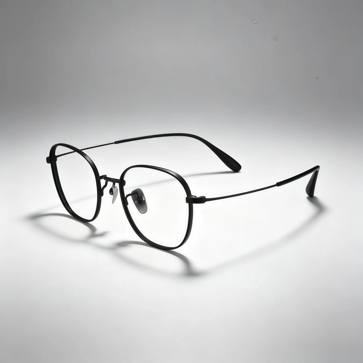 Matte Black Pure Titanium Geometric Eyeglass