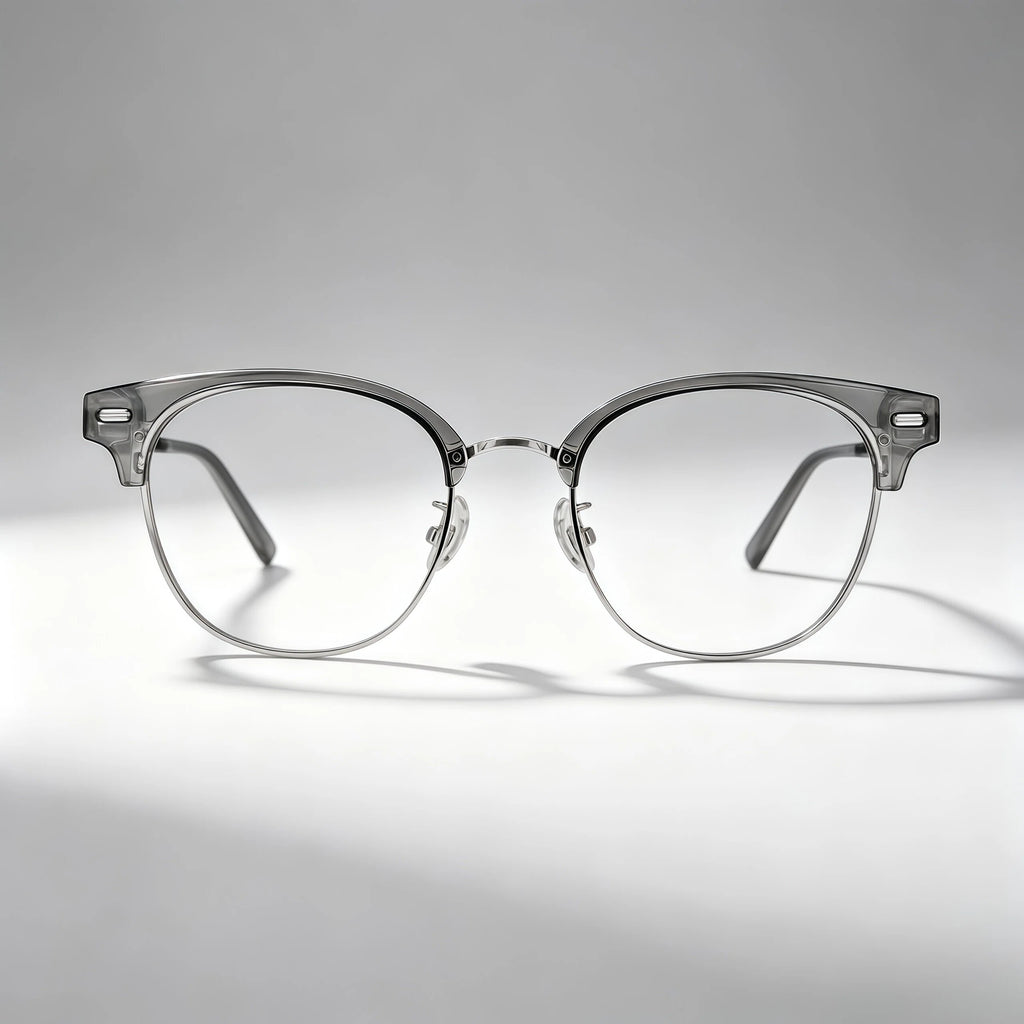 Transparent Gray Browline Optical Eyeglass