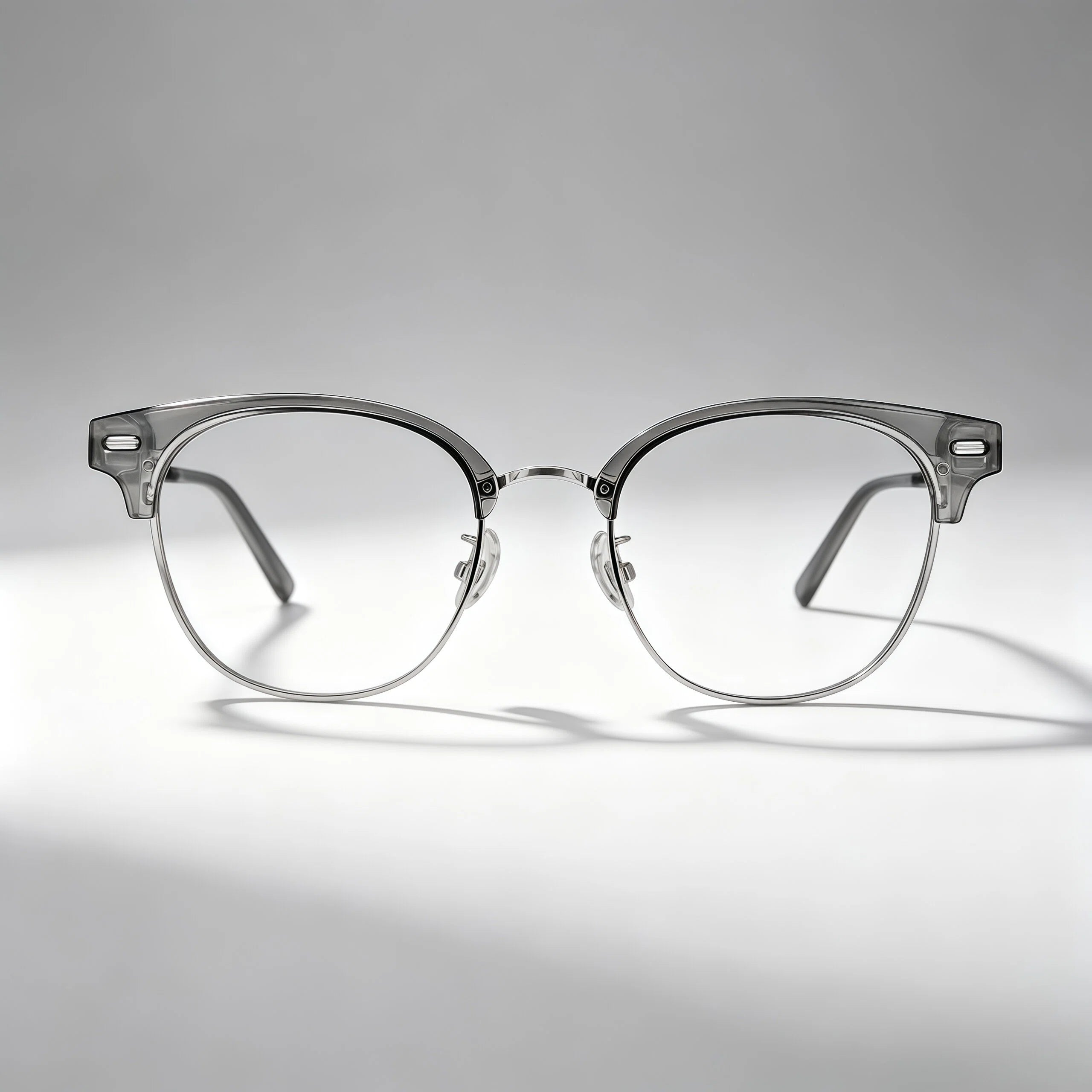 Transparent Gray Browline Optical Eyeglass