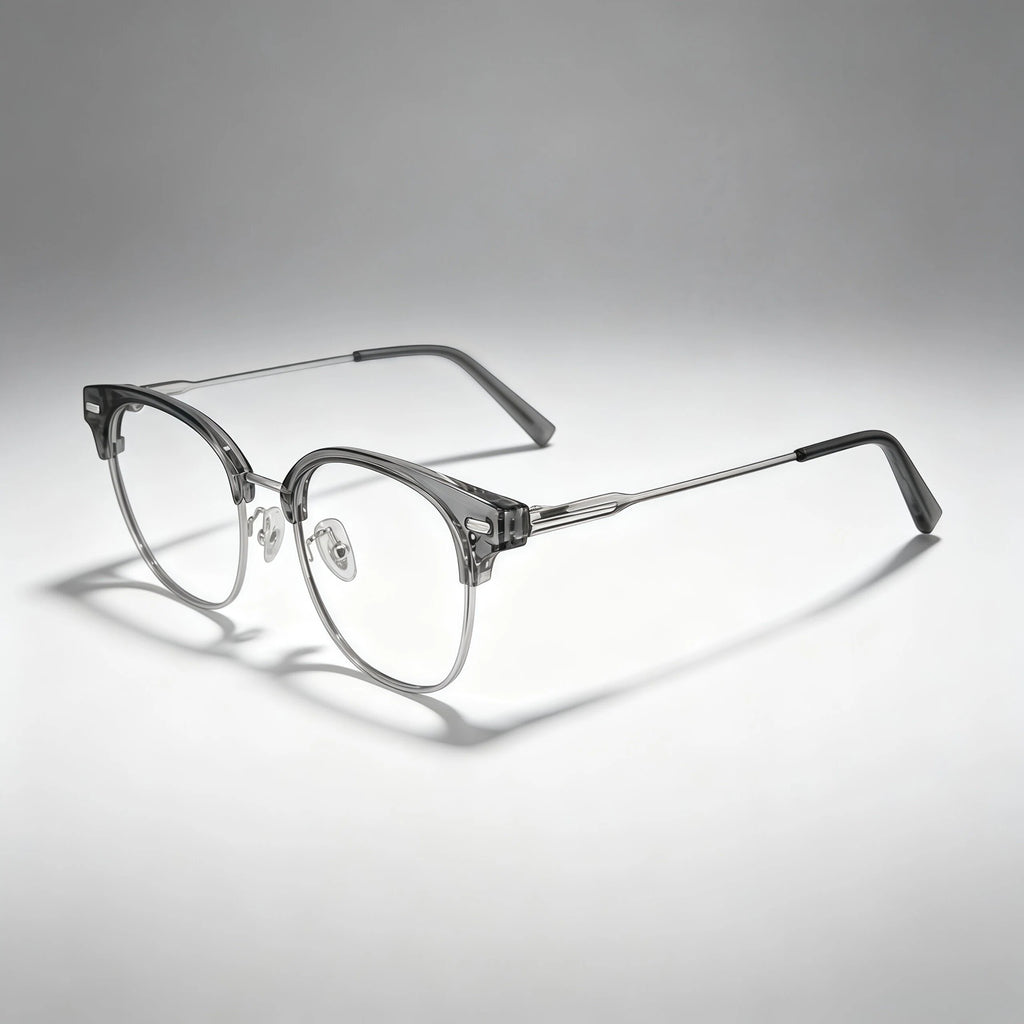 Transparent Gray Browline Optical Eyeglass
