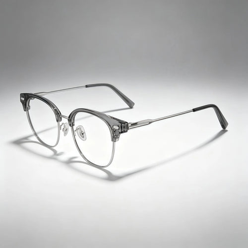 Transparent Gray Browline Optical Eyeglass